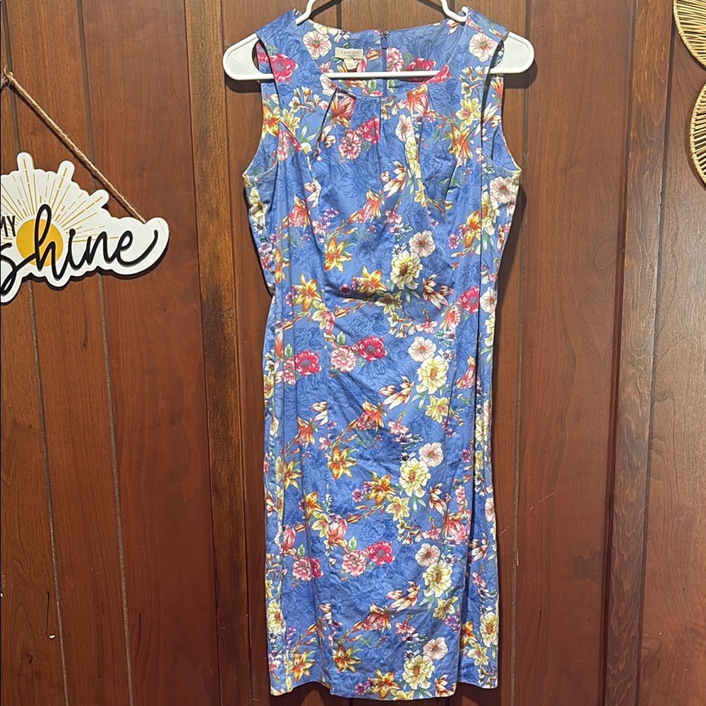 Talbots Blue Ruched Sheath Dress with Slit